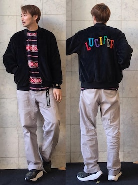 「HYSTERIC GLAMOUR（ヒステリックグラマー）のGIRLS BORDER総柄ジャカード リブ付Tシャツ（Tシャツ/カットソー）」を使った、yamaguchi.fさん（メンズ・171cm）の冬コーディネート