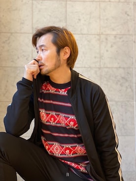 「HYSTERIC GLAMOUR（ヒステリックグラマー）のGIRLS BORDER総柄ジャカード リブ付Tシャツ（Tシャツ/カットソー）」を使った、yamaguchi.fさん（メンズ・171cm）の冬コーディネート