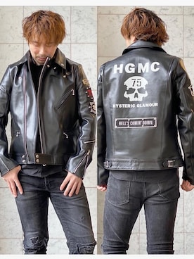 「パンクコーデ」｜「アイテム（ライダースジャケット）」を使った、yamaguchi.fさん（メンズ・171cm）の冬コーディネート