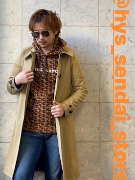 「HYSTERIC GLAMOUR（ヒステリックグラマー）のアイテム（ステンカラーコート）」を使った、yamaguchi.fさん（メンズ・171cm）の冬コーディネート