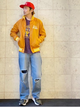 「HYSTERIC GLAMOUR（ヒステリックグラマー）のHYS WHISKY柄 刺繍キャップ（キャップ）」を使った、yamaguchi.fさん（メンズ・171cm）の春コーディネート