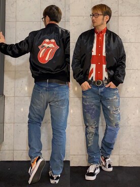「HYSTERIC GLAMOUR（ヒステリックグラマー）のアイテム（スカジャン）」を使った、yamaguchi.fさん（メンズ・171cm）の春コーディネート