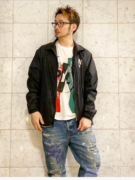 「コラボレーション」｜「アイテム（ナイロンジャケット）」を使った、yamaguchi.fさん（メンズ・171cm）の春コーディネート
