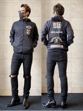 「ナイロンパーカー」｜「アイテム（ブーツ）」を使った、yamaguchi.fさん（メンズ・171cm）の春コーディネート
