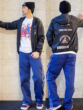 「ナイロンパーカー」｜「アイテム（ニットキャップ/ビーニー）」を使った、yamaguchi.fさん（メンズ・171cm）の春コーディネート