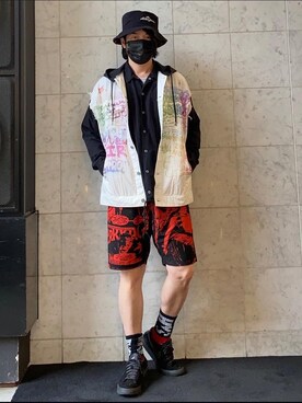 「コラボレーション」｜「アイテム（ブルゾン）」を使った、yamaguchi.fさん（メンズ・171cm）の春コーディネート