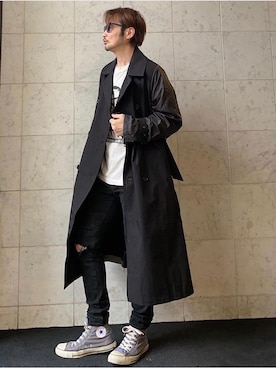 「ロンt」｜「アイテム（トレンチコート）」を使った、yamaguchi.fさん（メンズ・171cm）の冬コーディネート