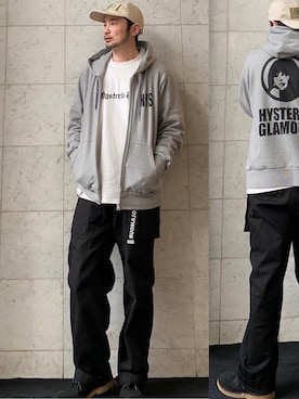 「ﾋﾞｯｸﾞｼﾙｴｯﾄ」｜「アイテム（帽子）」を使った、yamaguchi.fさん（メンズ・171cm）の冬コーディネート