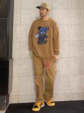 「ﾋﾞｯｸﾞｼﾙｴｯﾄ」｜「アイテム（スウェット）」を使った、yamaguchi.fさん（メンズ・171cm）の冬コーディネート