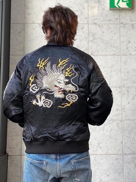 「HYSTERIC GLAMOUR（ヒステリックグラマー）のアイテム（スカジャン）」を使った、yamaguchi.fさん（メンズ・171cm）の秋コーディネート