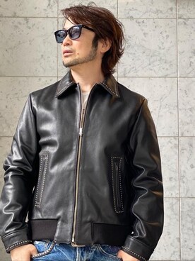 「ロックコーデ」｜「アイテム（ブルゾン）」を使った、yamaguchi.fさん（メンズ・171cm）の秋コーディネート