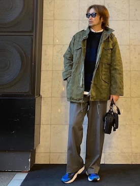 「バック」｜「アイテム（ブルゾン）」を使った、yamaguchi.fさん（メンズ・171cm）の冬コーディネート