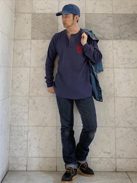 「ワークブーツ」｜「アイテム（ジャケット/アウター）」を使った、yamaguchi.fさん（メンズ・171cm）の春コーディネート