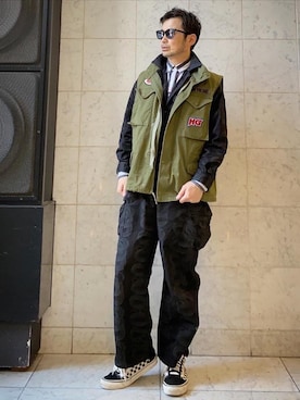 「HYSTERIC GLAMOUR（ヒステリックグラマー）のアイテム（オールインワン・サロペット）」を使った、yamaguchi.fさん（メンズ・171cm）の春コーディネート