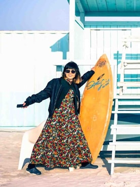 「海」｜「アイテム（MA-1）」を使った、yuさん（レディース・161cm）の春コーディネート