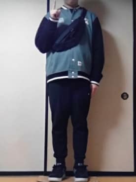 「STUSSY（ステューシー）のアイテム（スタジャン）」を使った、naokiさん（メンズ・175cm）の秋コーディネート