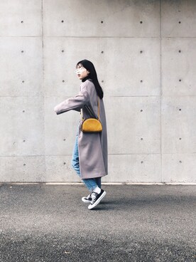 「MOUSSY（マウジー）のMVS SKINNY（デニムパンツ）」を使った、ようさん（レディース・166cm）の冬コーディネート
