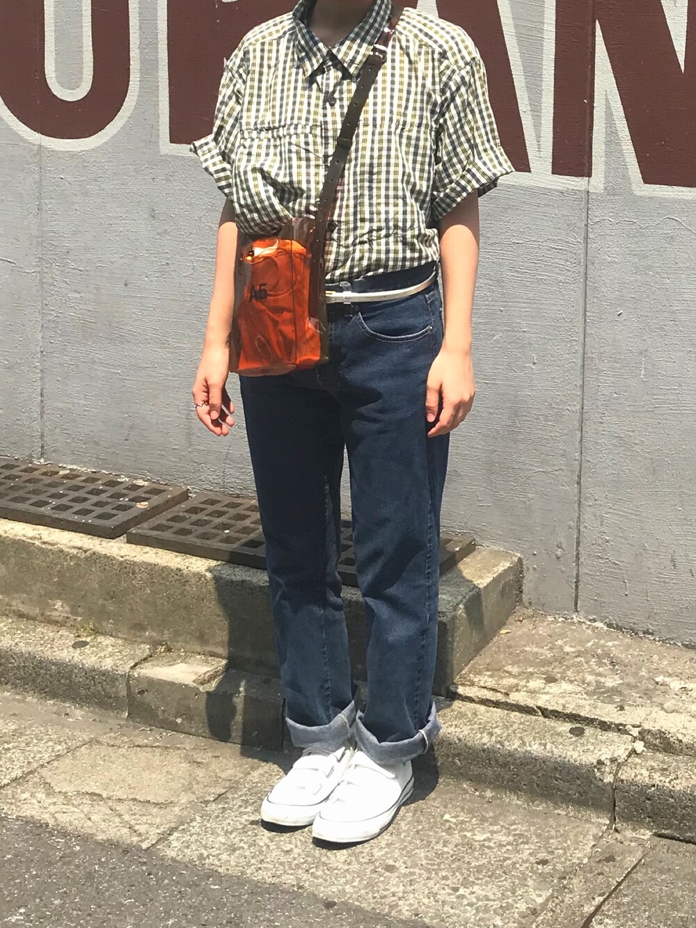 「カジュアル、古着、古着MIX、Calvin Klein、デニム、THE NORTH FACE、NANA-NANA」｜「Calvin Klein Jeansのアイテム（デニムパンツ、ブルー系）」を使った、iam__kotoさん（レディース・150cm）の夏コーディネートの1枚目の写真
