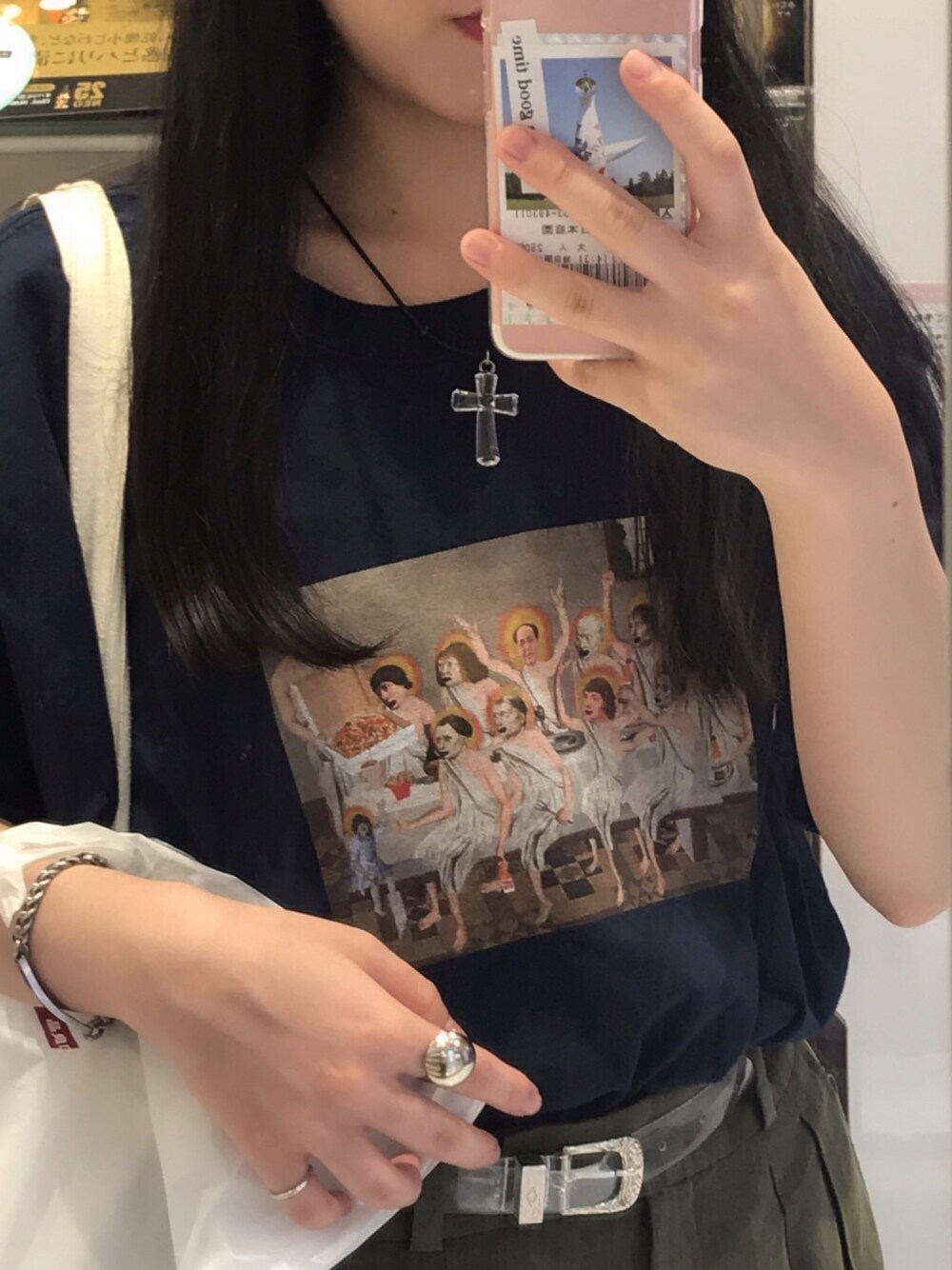 「オパール、古着、カジュアルコーデ、秋コーデ、Tシャツ、古着MIX、古着好きな人と繋がりたい」｜「ohpearlのアイテム（Tシャツ/カットソー、その他）」を使った、iam__kotoさん（レディース・150cm）の秋コーディネートの1枚目の写真