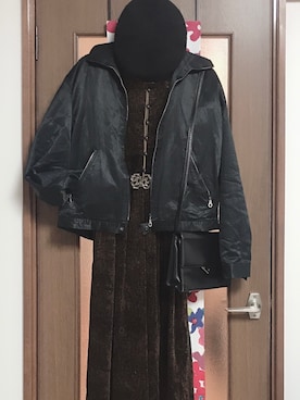 「古着女子」｜「アイテム（ライダースジャケット）」を使った、nico♛さん（レディース・159cm）の秋コーディネート