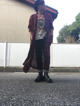「glamb（グラム）のアイテム（チェスターコート）」を使った、malibuさん（メンズ・163cm）の秋コーディネート