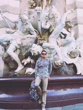 「アイテム（バックパック/リュック、シルバー系）」を使った、Julian Taiさん（メンズ・174cm）の冬コーディネート