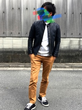 「BACK NUMBER（バックナンバー）のアイテム（ライダースジャケット）」を使った、fooさん（メンズ・170cm）の春コーディネート