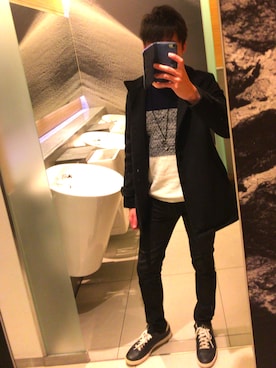 「トイレから失礼しやす」｜「アイテム（チェスターコート）」を使った、fooさん（メンズ・170cm）の秋コーディネート