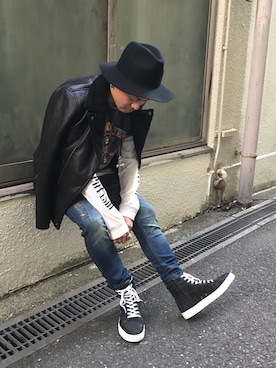 「ラトルトラップ」｜「アイテム（ライダースジャケット）」を使った、miura yotaさん（メンズ・170cm）の冬コーディネート