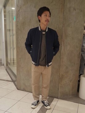 「DIESEL（ディーゼル）のアイテム（ブルゾン）」を使った、SHINYASUZUKIさん（メンズ・168cm）の春コーディネート