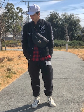 「NEW ERA（ニューエラ）のアイテム（スタジャン）」を使った、kaioさん（メンズ・180cm）の春コーディネート