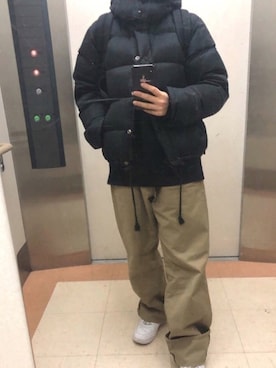 「AF1」｜「アイテム（ダウンジャケット/コート）」を使った、mamuさん（レディース・156cm）の冬コーディネート
