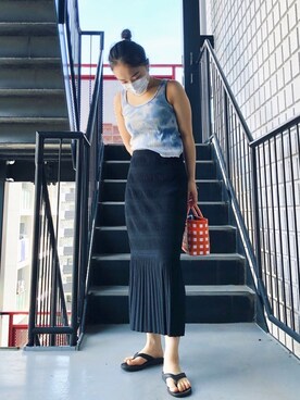 「カコバッグ」｜「アイテム（スカート）」を使った、mamuさん（レディース・156cm）の夏コーディネート
