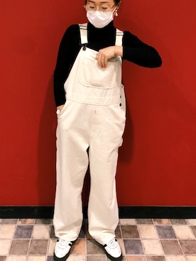 「白デニム」｜「アイテム（サロペット/オーバーオール）」を使った、mamuさん（レディース・155cm）の秋コーディネート