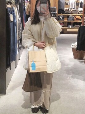「淡色」｜「アイテム（その他アウター）」を使った、mashizuさん（レディース・148cm）の冬コーディネート