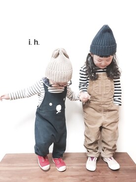 「GLOBAL WORK（グローバルワーク）のアイテム（オールインワン・サロペット）」を使った、ihiさん（キッズ・100cm）の冬コーディネート