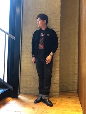 「刺繍」｜「アイテム（ジャージ）」を使った、kaz0183さん（メンズ・175cm）の秋コーディネート