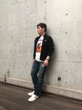 「刺繍」｜「アイテム（ジャージ）」を使った、kaz0183さん（メンズ・175cm）の秋コーディネート