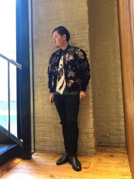 「刺繍」｜「アイテム（スカジャン）」を使った、kaz0183さん（メンズ・175cm）の秋コーディネート