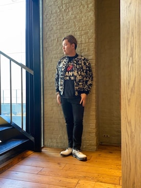 「コラボレーション」｜「アイテム（ブルゾン）」を使った、kaz0183さん（メンズ・175cm）の冬コーディネート