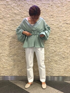 「LOWRYS FARM（ローリーズファーム）のCONEハイライズワイドデニム　800874（デニムパンツ）」を使った、これとすさん（レディース・150cm）の春コーディネート