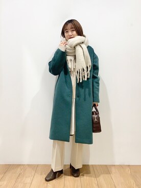 「ローリーズファーム(LOWRYS FARM)」｜「アイテム（ノーカラーコート）」を使った、これとすさん（レディース・150cm）の冬コーディネート