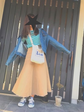 「CONVERSE（コンバース）のアイテム（デニムジャケット）」を使った、ゆいさん（レディース・162cm）の春コーディネート