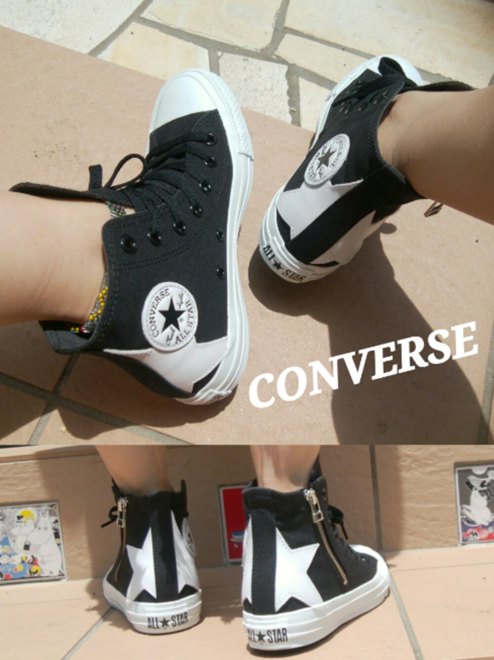 「コンバース、converse、大人カジュアル、スニーカー、カジュアル、ブラック、プチプラ、休日スタイル、outfit、ootd」｜「CONVERSEのconverse  コンバース ALL STAR BS Z  HI オールスター BS Z ハイ 32960711 *BLACK/WHITE（スニーカー、ブラック系）」を使った、すもも-るさん（レディース・148cm）の夏コーディネートの1枚目の写真
