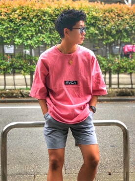 Rvca ルーカ のtシャツ カットソー ピンク系 を使った人気ファッションコーディネート Wear