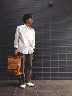 「MASTER&Co（マスターアンドコー）のアイテム（シューズ）」を使った、D_MALL 京都さん（メンズ・165cm）の春コーディネート
