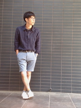 「MASTER&Co（マスターアンドコー）のアイテム（シューズ）」を使った、D_MALL 京都さん（メンズ・165cm）の夏コーディネート