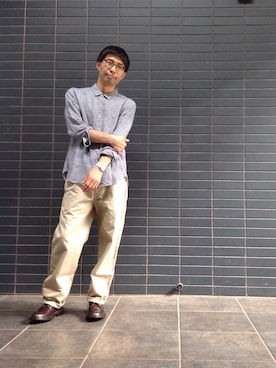「RINEN（リネン）のアイテム」を使った、D_MALL 京都さん（メンズ・165cm）の夏コーディネート