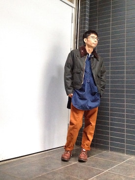 「Barbour（バブアー）のアイテム（その他アウター）」を使った、D_MALL 京都さん（メンズ・165cm）の秋コーディネート
