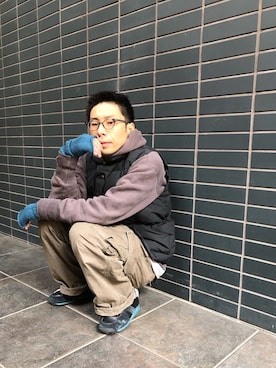 「OMNIGOD（オムニゴッド）のアイテム（パンツ）」を使った、D_MALL 京都さん（メンズ・165cm）の冬コーディネート